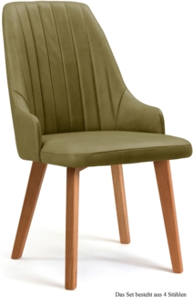 Esszimmerstuhl (4er-Set) Daryl 52 x 91 x 60 Eiche geölt/Olivgrün