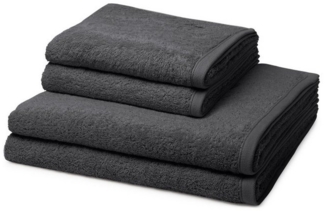 Ross Vita 4 tlg. Frottier-Set - 2 X Handtuch (50 X 100cm), 2 X Duschtuch (70 X 140cm) - 520 g/m2 - Graphit