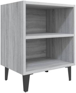 vidaXL Nachttisch, Holzwerkstoff / Metallbeine, 40 x 30 x 50 cm, Grau Sonoma