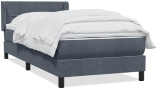 vidaXL Boxspringbett mit Matratze Dunkelgrau 80x210 cm Samt 3318094