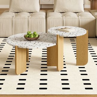 Couchtisch-Set 2-teilig aus MDF mit Nesting-Design, 70x70x35 & 50x50x45,5 cm, Natural
