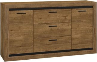 Sideboard "Baltica" Kommode 165cm Lefkas Eiche schwarz MDF