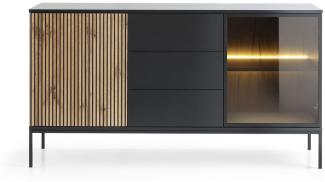 MOEBLO Kommode Sentino SSZ154 LED (Sideboard Wohnzimmer Kommode Schlafzimmer Komodenschrank Highboard, mit gefräster Front und LED-Beleuchtung), (HxBxT):83 x 154 x 39 cm