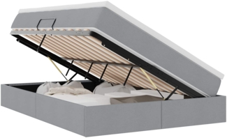 vidaXL Aufbewahrungsbett mit Matratze Hellgrau 140 x 190 cm Polyester 3370224