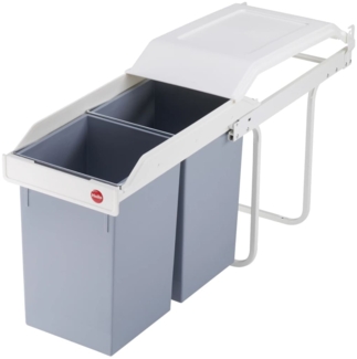 Hailo Schrank-Mülleimer Multi-Box Duo 2×14 L Cremeweiß Größe L 3659-001 415438