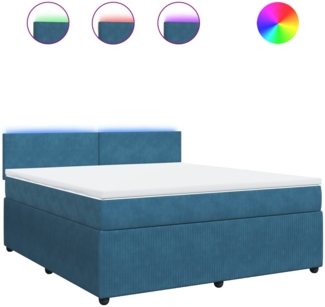 vidaXL Boxspringbett mit Matratze Blau 180x200 cm Samt 3290104