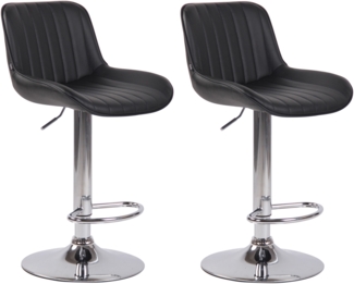 2er Set Barhocker Lentini, drehbar, Schwarz, Chrom, Kunstleder