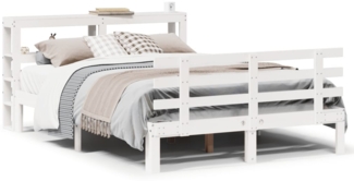 vidaXL Bettgestell mit Kopfteil ohne Matratze Weiß 140x200 cm 3306113