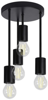 Nettlife Deckenleuchte Hängend 4 Flammig Deckenspots Vintage Schwarz E27 Küchenlampe, LED wechselbar, für küche Flur Schlafzimmer Wohnzimmer Bar