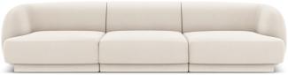 Micadoni 3-Sitzer Samtstoff Sofa Miley | Bezug Light Beige | Beinfarbe Black Plastic