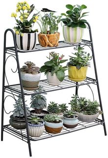 GarveeMore Blumenständer 3 Etagen Pflanzenständer,mit Rutschfesten Füßen,Verstärkten Rundrohren, Europäisches Blumenregal mit Rostschutz,Stabiles Pflanzengestell