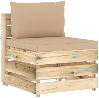 Modulares Mittelsofa mit Kissen Grün Imprägniertes Holz