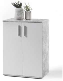 Avanti Trendstore Bea - Kommode mit 2 Türen aus Holzdekor verfügbar in Beton/weiß. BHT 60 x 83 x 35 cm.