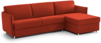 Dmora Schlafsofa mit Halbinsel Scordia, Wandelbares Ecksofa für das Wohnzimmer, gepolstert, abnehmbar, 100 % Made in Italy-Qualität, 260x160 h90 cm, Orange
