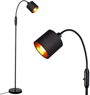 ZMH Stehlampe Wohnzimmer Vintage Schwarz Stehleuchte Modern Stoff Bogenlampe 360° Drehbarer kippschalter E14 Boho Standlampe Metall Design Standleuchte für Schlafzimmer ohne Leuchtmittel