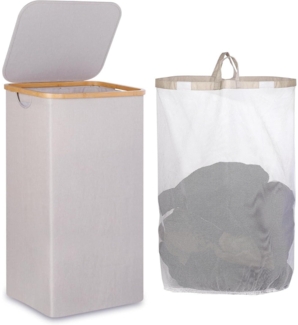 Großer XL Wäschekorb mit Deckel 110L - Herausnehmbarer/Waschbarer