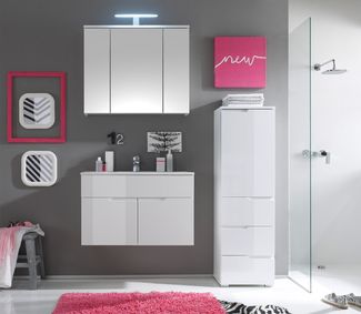 Badezimmer-Set >Suzette< (3-teilig) in Weiß aus Keramik - 120x199x46cm (BxHxT)