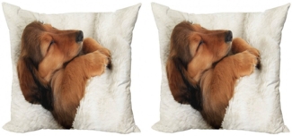 Abakuhaus Kissenbezüge Modern Accent Doppelseitiger Digitaldruck, (2 Stück), Dackel Puppy Sleeping in seinem Bett