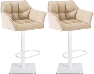 CLP 2er Set Barhocker Damaso Stoff drehbar und höhenverstellbar,creme weiß