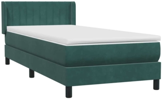 vidaXL Boxspringbett mit Matratze Dunkelgrün 90x220 cm Samt 3318312