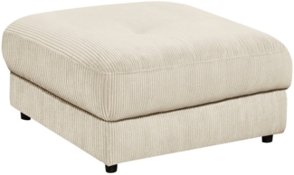 BARURA Fußhocker gepolstert in Cord-Optik, Cream - Bequemer Wohnzimmer Polsterhocker quadratisch - 84x43 х 84 cm (B/H/T)
