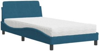 vidaXL Bett mit Matratze "Dover" Blau 100x200 cm Samt 3208355