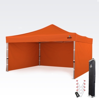 Promozelt 4x4m - mit 3 Wänden - Orange