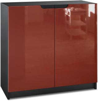 Vladon Sideboard Logan, Kommode mit 2 Türen, Schwarz matt/Bordeaux Hochglanz (82 x 78 x 37 cm)