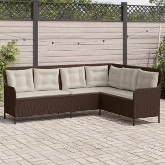 vidaXL Gartensofa in L-Form mit Kissen Braun Poly Rattan 369001