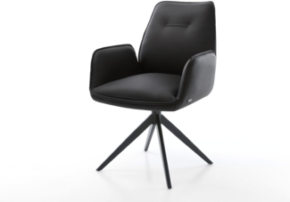 Esszimmerstuhl Zoa-Flex Echt-Leder Schwarz Kreuzgestell breit Schwarz Taschenfederkern
