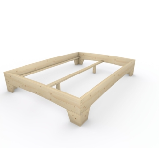 Holzbett (Fichte) "Rosi" 160 x 220 cm 38 cm ohne Kopfteil Massivholzbett Bett
