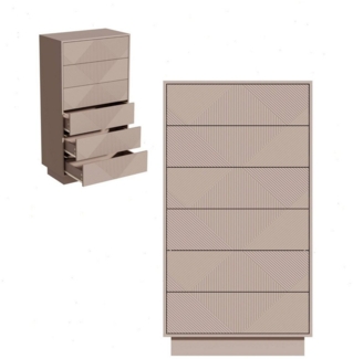 UEV Kommode mit 6 Schubladen Hochschrank aus Holz Schuhbladenschrank (Sideboard für Wohnzimmer Schlafzimmer Büro Flur, Aufbewahrungsschrank mit Kisppschutz Moderne Kommode mit viel Stauraum), Drucköffner/ Push to open Mehrzweckschrank Highboard Beistel...