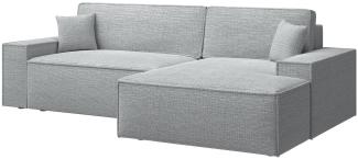 Selsey 'Farese New' Ecksofa mit Schlaffunktion, Chenille-Bezug in Hellgrau, rechtsseitig, 85 x 267 x 167 cm