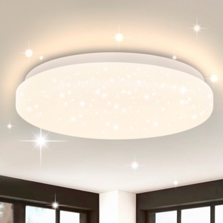 ZMH Deckenlampe Led Deckenleuchte Schlafzimmer - 15W Schlafzimmerlampe Sternenhimmel Warmweiß 21cm Küchenlampe Glitzer Flurlampe Rund Klein Küche Deckenbeleuchtung Sternendekor für Flur Kinderzimmer