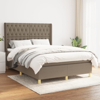 vidaXL Boxspringbett mit Matratze Taupe 140x190 cm Stoff 3132229