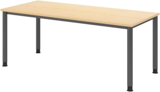 bümö höhenverstellbarer Schreibtisch H-Serie 180x80 cm in Ahorn, Gestell in Graphit - PC Tisch für's Büro manuell höhenverstellbar, Computertisch verstellbar, HS-19-3-G