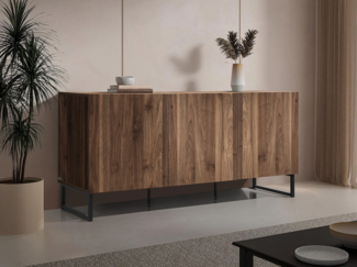 Vente-unique - Sideboard mit 3 Türen - Dunkel Natur - CEVANIA