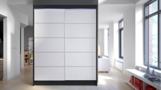 Kleiderschrank Metropolis IV, mit RGB LED Beleuchtung, Farbe: Schwarz / Weiß