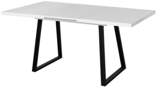 Vladon Esstisch Loft (Tischplatte ausziehbar), 120-160 x 75 x 80 cm, Farbe Weiß Matt