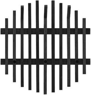 Robas Lund, Wandgarderobe/-paneel BANTRY, Eiche massiv, schwarz gebeizt, 3 große Haken, 3 Haken, runde Optik, B/H/T: 58/60/11 cm