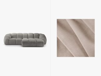 Micadoni Ecksofa Diana 3-Sitzer Rechts Samtstoff Beige
