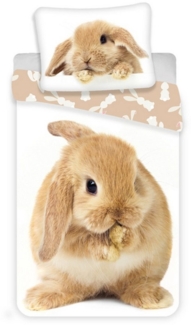 Bunny Brown Baumwolle Bettwäsche – Bettbezug 140x200 cm & Kissenbezug 70x90 cm