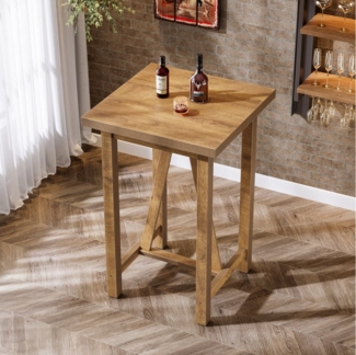 Tribesigns Bartisch 100 cm Stehtisch für Bistros, quadratischer Stehtisch im Landhausstil