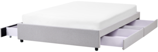 Bett mit Schubladen ohne Kopfteil Stoff PRADES 140 x 200 cm Hellgrau