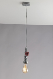 LED Pendelleuchte in Industrial Wasserrohr Optik Grau Antik, Höhe 120cm