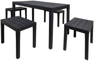 Dmora Outdoor-Lounge-Set Asta, Gartenkomposition mit 1 rechteckigen Tisch und 4 Bänken, Indoor- und Outdoor-Lounge von Pic Nic, 100 % Made in Italy, Anthrazit