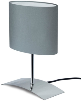 TRANGO LED Tischleuchte, 2018-04GL LED Nachttischlampe *GREY EAGLE* Tischleuchte mit Stoffschirm in Grau inkl. 1x E14 LED Leuchtmittel 3000K warmweiß, Lampe, Fensterbank Leuchte, Nachttischleuchte für Schlafzimmer