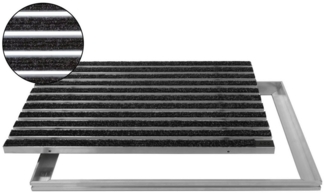 ACO Severin Ahlmann GmbH & Co. KG Fußmatte Eingangsmatte Vario + Rahmen Aluminium, Rips Anthrazit, rechteckig, Höhe: 26 mm, Größe: 600x400 mm, für Innen- und Außenbereich