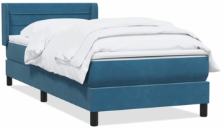 vidaXL Boxspringbett mit Matratze Dunkelblau 80x220 cm Samt 3318223