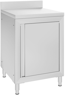 DELUKE® Edelstahl Arbeitsschrank mit Aufkantung LEDO 60x60x96cm, Mit Staufach, Edelstahl Gastro-Arbeitstisch Arbeitsfläche Gastro-Küchenschrank